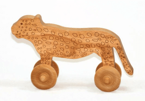 Wooden Leopard Toy Car