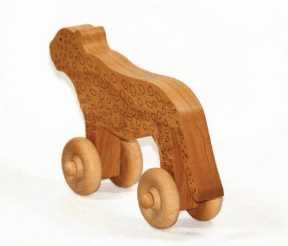 Wooden Leopard Toy Car