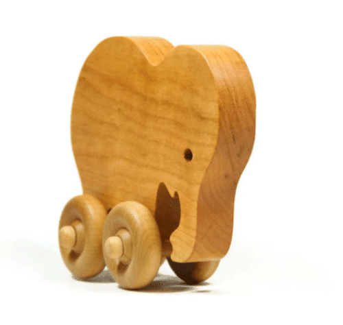 Wooden Elephant Toy Car