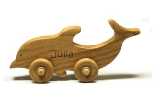 Wooden Dolphin Toy Car