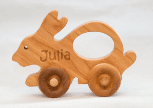 Wooden Bunny Toy Car