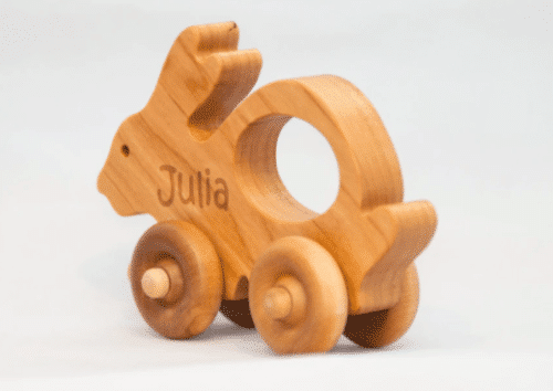 Wooden Bunny Toy Car