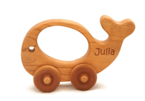 Wooden Whale Toy Car