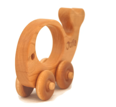 Wooden Whale Toy Car